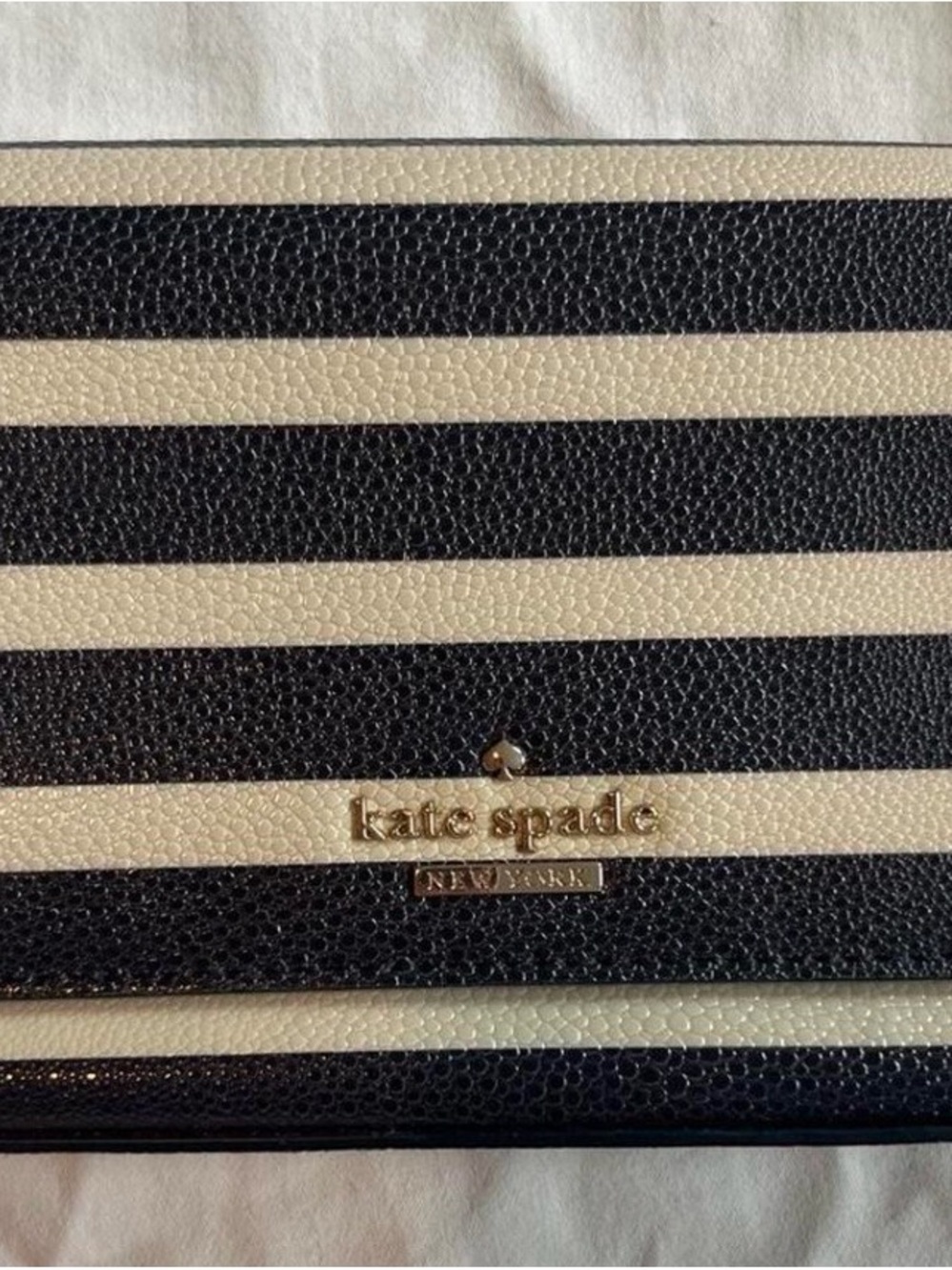 kate spade Striped Black and Cream Clutch